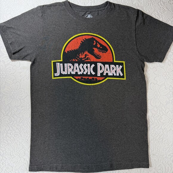 Jurassic Park Other - Jurassic Park Shirt Mens Small Gray Crew Logo Graphic Tee Movie Dinosaur T Rex